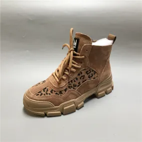 BOOPDO DESIGN TRAINER BOOT IN LEOPARD PRINT
