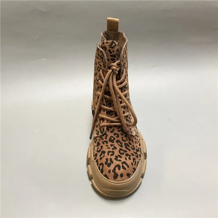 BOOPDO DESIGN TRAINER BOOT IN LEOPARD PRINT