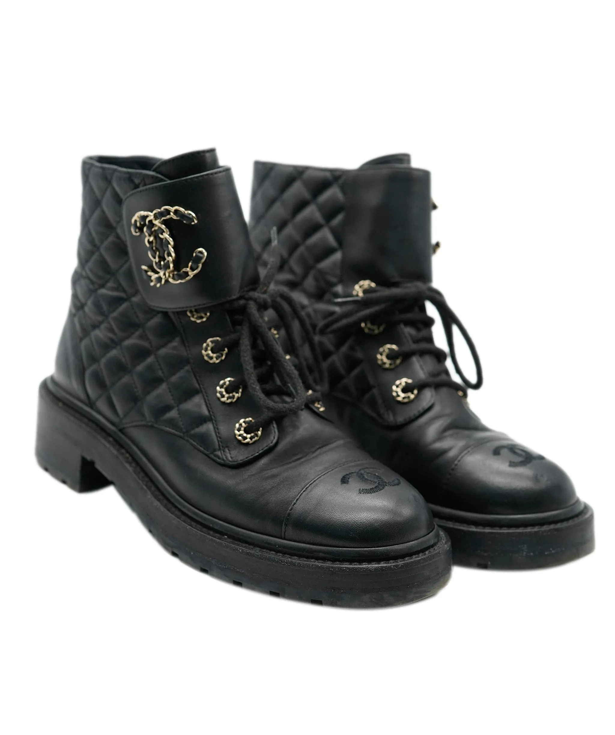 Chanel quilted black boots size 39.5 - AJC0441