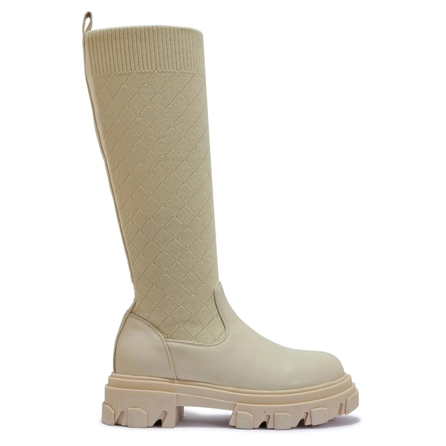 DENAH10 - CHUNKY CLEATED NYLON QUILT CALF HEIGHT BOOT