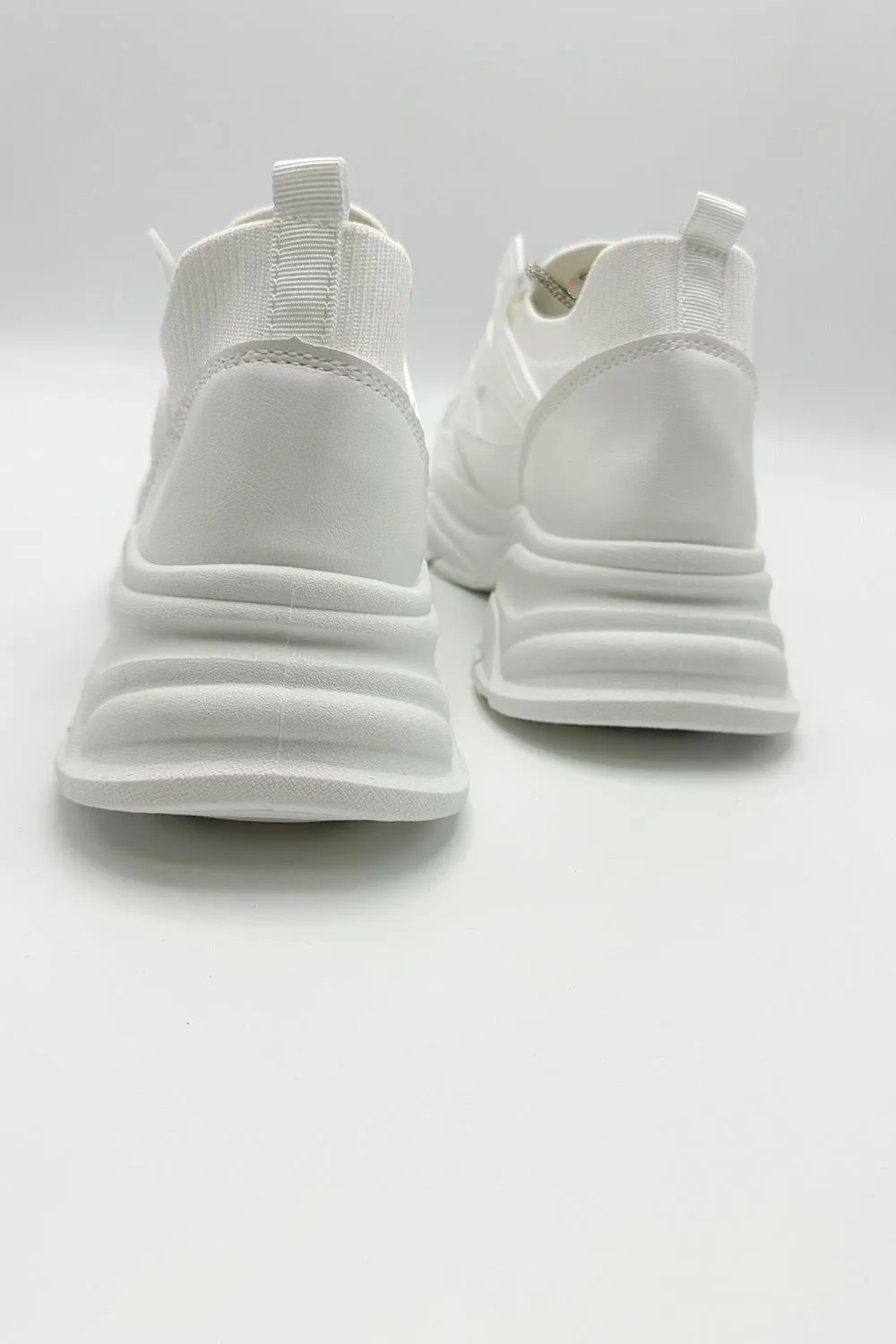 Luna Diamante Lace-Up Chunky Trainers in White