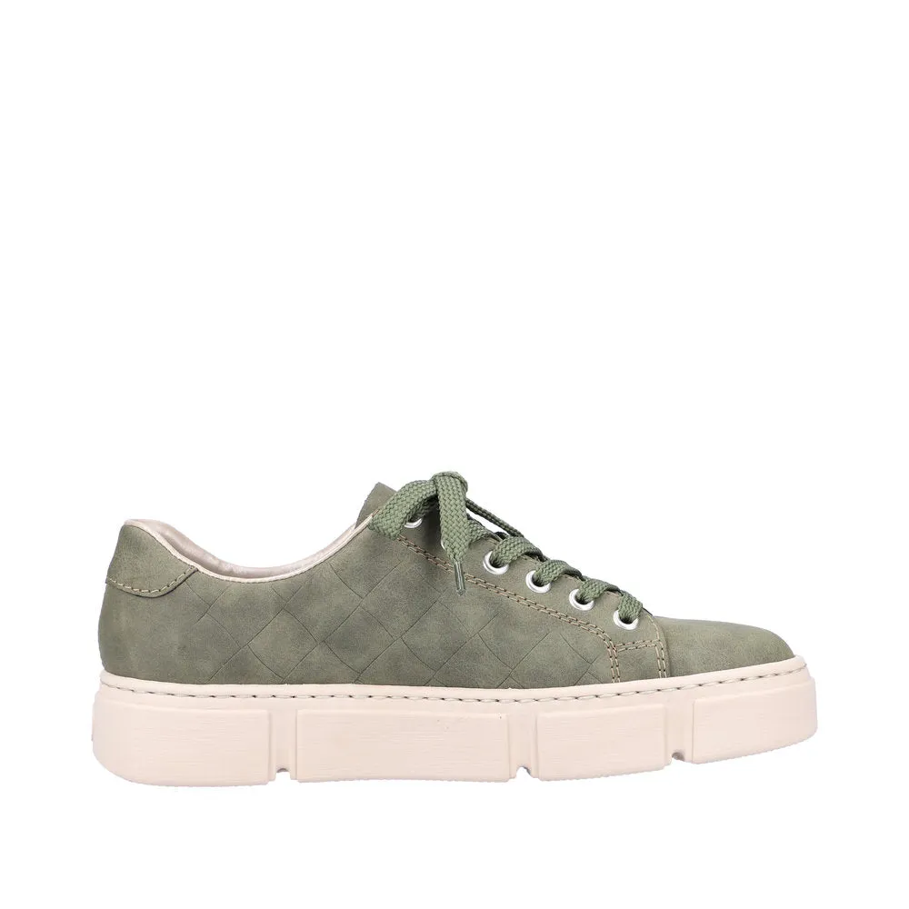 Rieker N5935-54 Ladies Green Lace Up Trainers