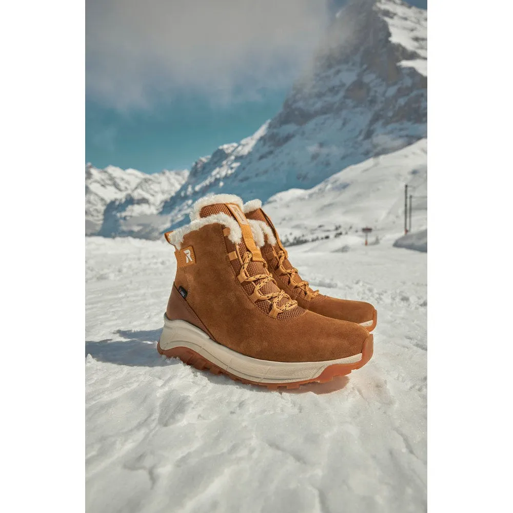 Rieker W0060-22 Ladies Tan Suede Water Resistant Lace Up Ankle Boots