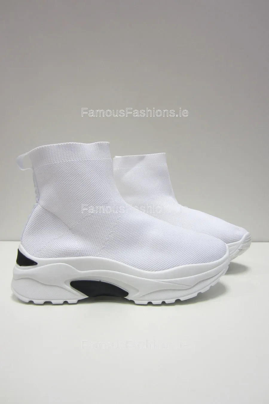 White Chunky Sole Sock Trainers
